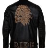 Apache Man Black Motorcycle Leather Jacket