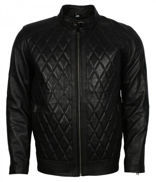 David Beckham Diamond Black Leather Jacket