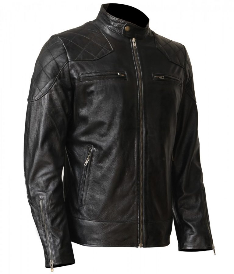 David Beckham Men's Motorcycle Leather Jacket - Stinson Leathers