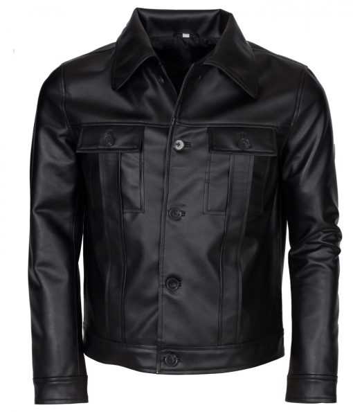 Elvis Presley Mens Black Leather Jacket