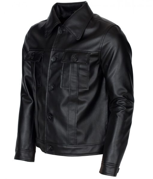 Elvis Presley Mens Black Leather Jacket