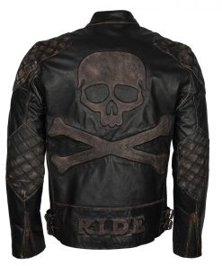 Skull Embossed Mens Motorcycle Leather Jacket