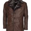 Wolverine Men's Brown Fur Leather Coat