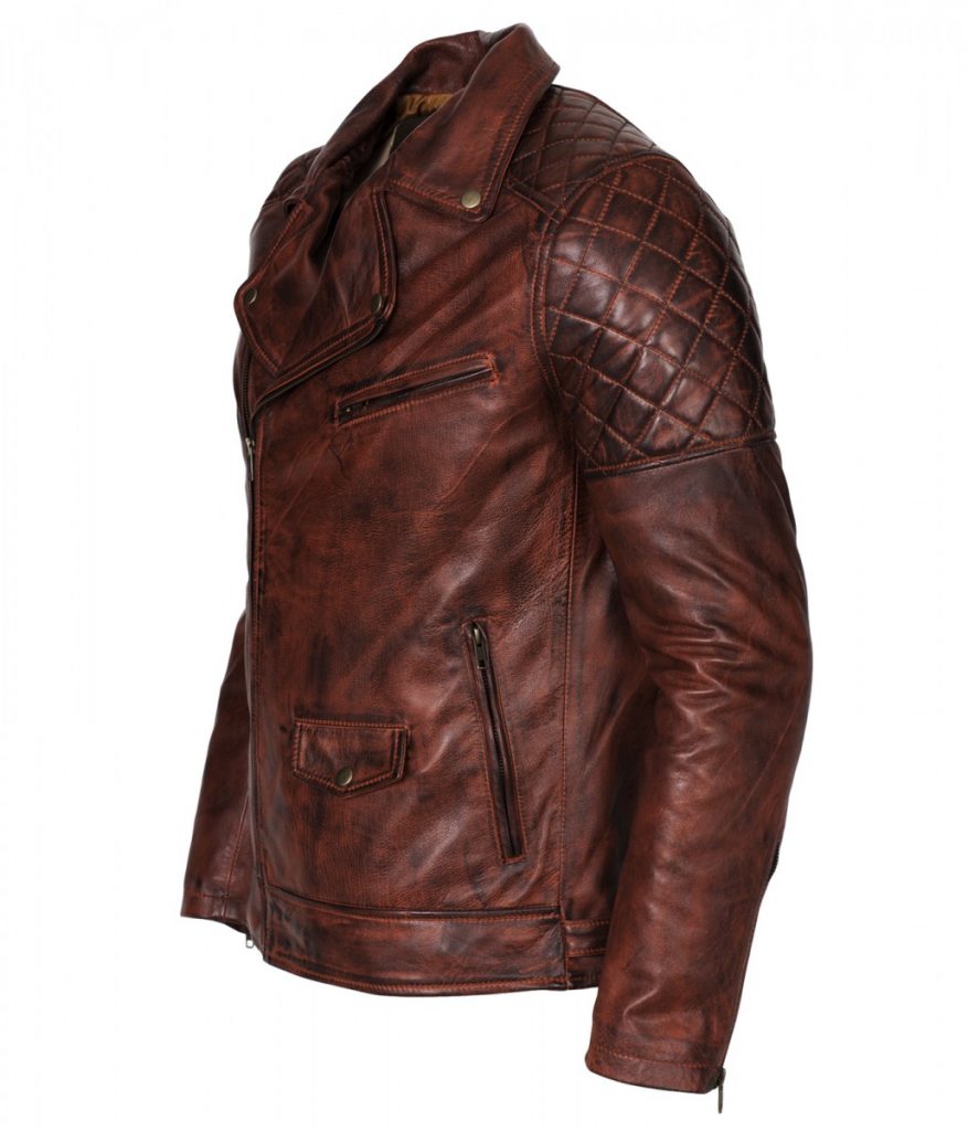 Designer Mens Brando Waxed Vintage Leather Jacket - Stinson Leathers