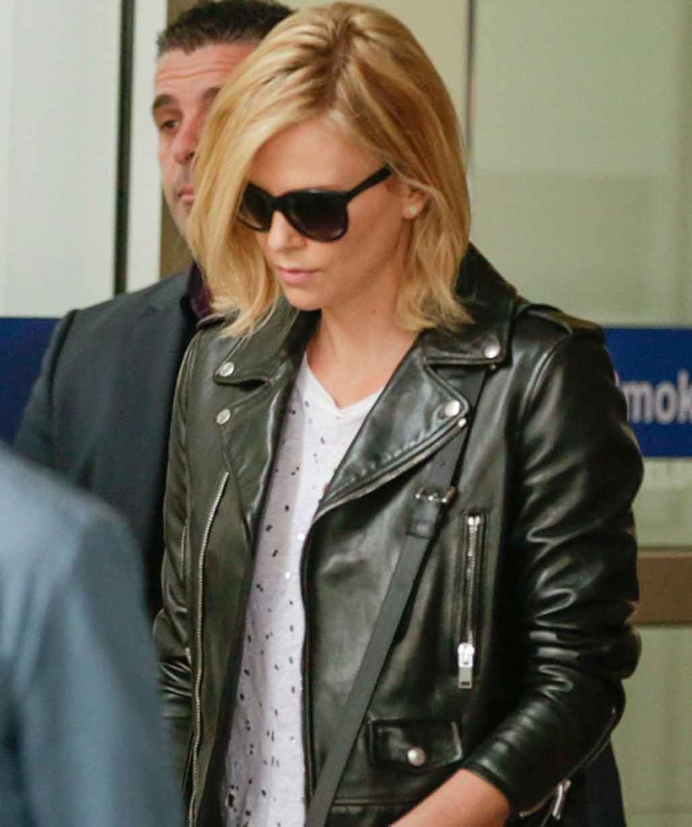 Charlize Theron Black Biker Leather Jacket - Stinson Leathers