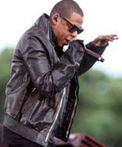 shawn corey carter jay-z brown leather jacket