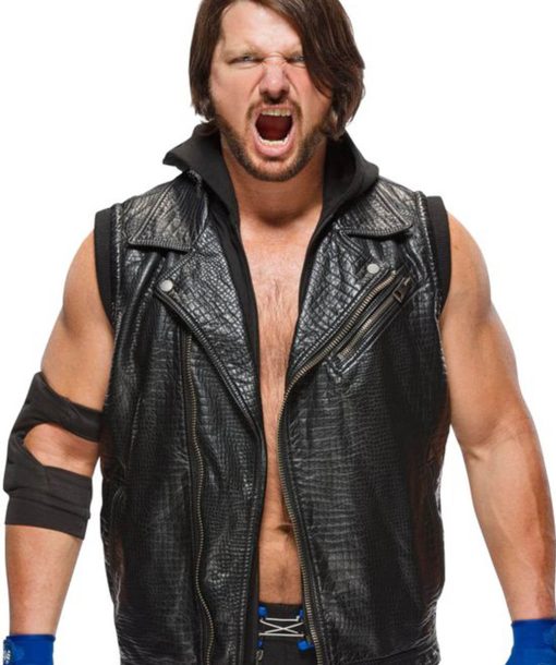 AJ Styles Hooded Leather Vest