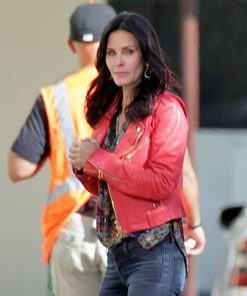 Courteney Cox Red Leather Jacket