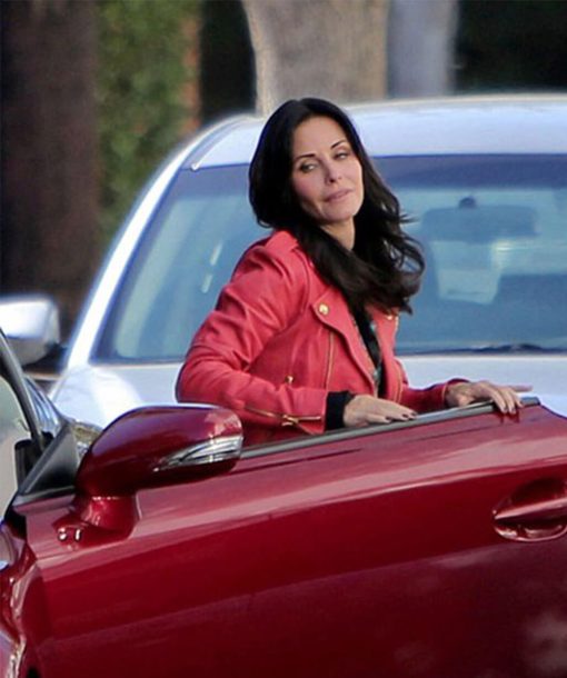 Courteney Cox Red Leather Jacket