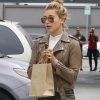 Hailey Bieber Brown Leather Jacket