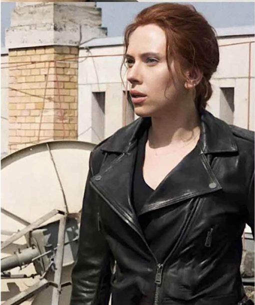 Black Widow Black Biker Leather Jacket