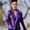 Natalie Portman Purple Leather Jacket