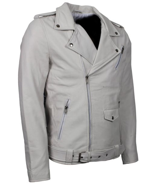 White Brando Biker Jacket