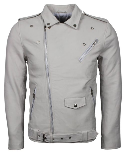 White Brando Biker Jacket