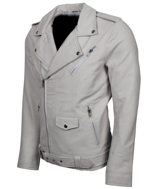 White Brando Biker Jacket