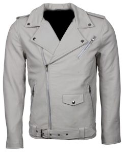 White Brando Biker Jacket