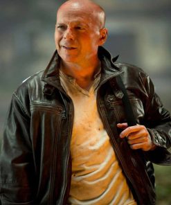 Bruce Willis Black Leather Jacket