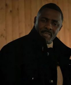 Idris Elba Black Wool Coat