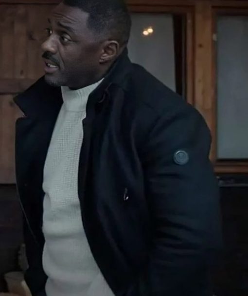 Idris Elba Black Wool Coat