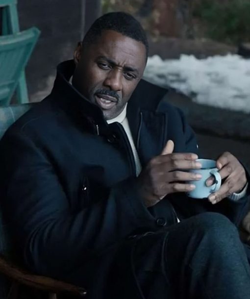 Idris Elba Black Wool Coat