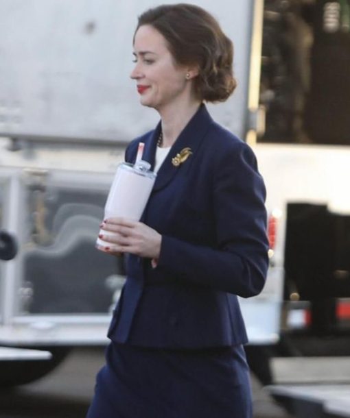 Emily Blunt Blue Coat