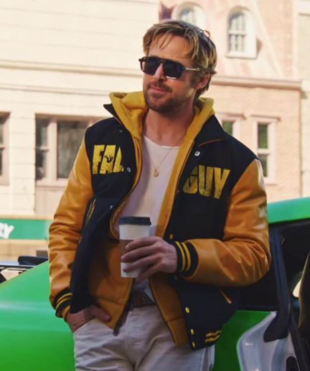 The Fall Guy 2024 Ryan Gosling Yellow & Black Varsity Jacket