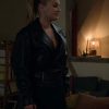 Camille Razat Black Leather Jacket