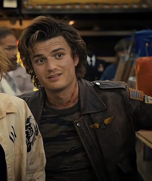 Steve Harrington Leather Bomber Jacket