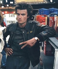 Steve Harrington Leather Bomber Jacket