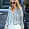 Jessica Alba Grey Leather Jacket