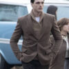 Priscilla 2023 Jacob Elordi Brown Wool Blazer