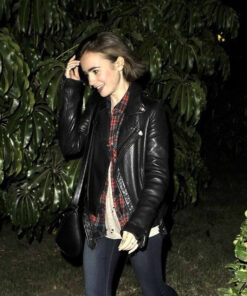 Lily Collins Biker Jacket